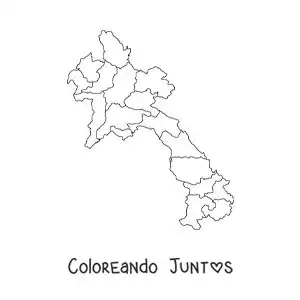 Imagen para colorear de mapa político de Laos