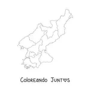 Imagen para colorear de mapa político de Corea del Norte
