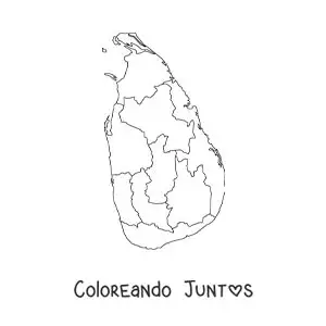 Imagen para colorear de mapa político de Sri Lanka