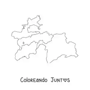 Imagen para colorear de mapa político de Tayikistán