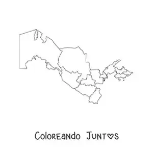 Imagen para colorear de mapa político de Uzbekistán