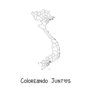 Imagen para colorear de mapa político de Vietnam