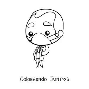 Imagen para colorear de un doctor kawaii con bata y mascarilla