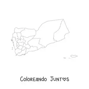 Imagen para colorear de mapa político de Yemen