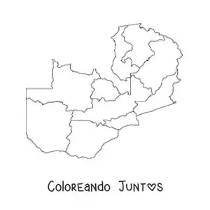 Imagen para colorear de mapa político de Zambia