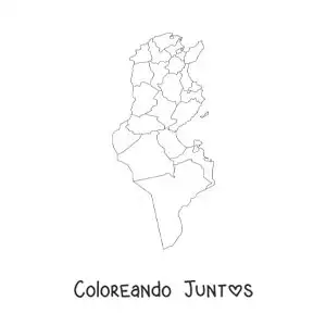 Imagen para colorear de mapa político de Túnez