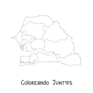 Imagen para colorear de mapa político de Senegal
