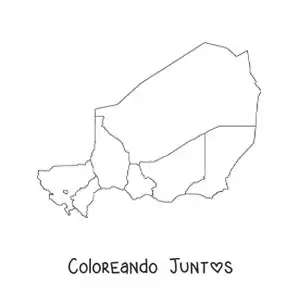 Imagen para colorear de mapa político de Níger
