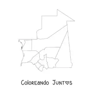 Imagen para colorear de mapa político de Mauritania