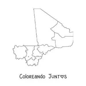 Imagen para colorear de mapa político de Malí