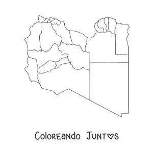 Imagen para colorear de mapa político de Libia