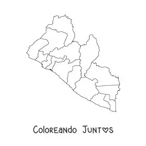 Imagen para colorear de mapa político de Liberia