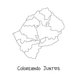 Imagen para colorear de mapa político de Lesoto