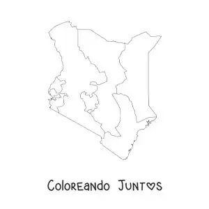 Imagen para colorear de mapa político de Kenia