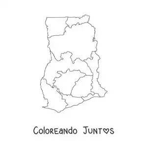 Imagen para colorear de mapa político de Ghana