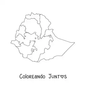 Imagen para colorear de mapa político de Etiopía
