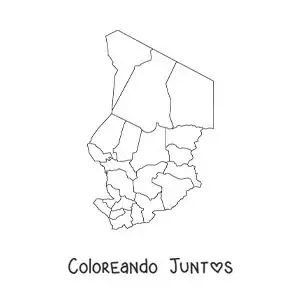 Imagen para colorear de mapa político de Chad
