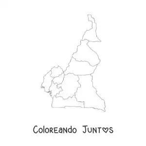 Imagen para colorear de mapa político de Camerún