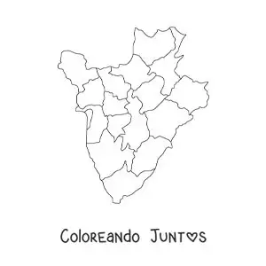 Imagen para colorear de mapa político de Burundi