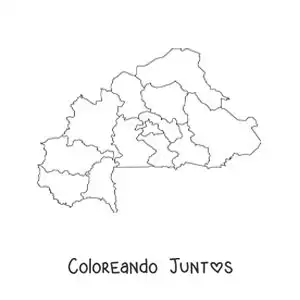 Imagen para colorear de mapa político de Burkina Faso