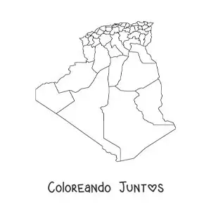 Imagen para colorear de mapa político de Argelia