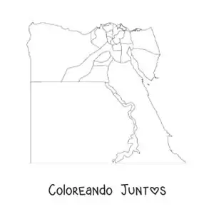 Imagen para colorear de mapa político de Egipto