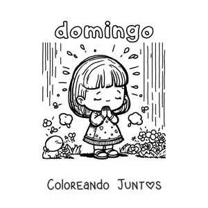 Imagen para colorear del día domingo con una niña rezando