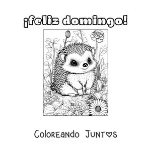 Imagen para colorear de feliz domingo con un puercoespín tierno