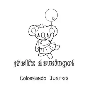 Imagen para colorear de feliz domingo con un koala animado