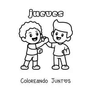 Imagen para colorear del día jueves dos amigos felices