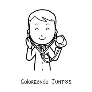Imagen para colorear de un doctor animado auscultando
