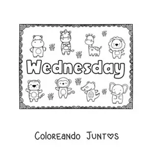 Imagen para colorear de cartel de wednesday con dibujos animados