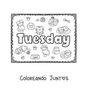 Cartel de Tuesday con dibujos animados