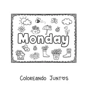 Cartel de Monday con dibujos animados