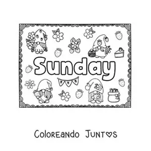 Cartel de Sunday con dibujos animados