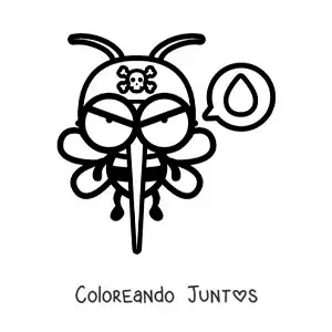 Imagen para colorear de un mosquito animado con sed de sangre