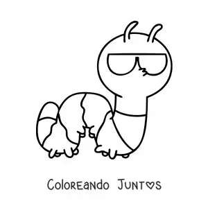 Oruga animada con lentes de sol