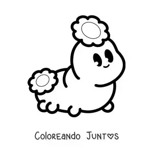 Imagen para colorear de una oruga bonita kawaii con flores