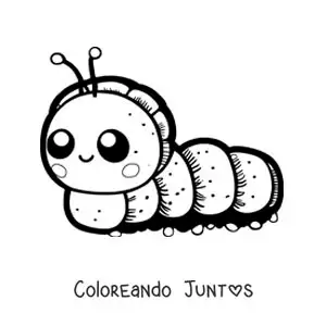Imagen para colorear de una oruga kawaii fácil