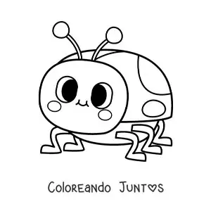 Imagen para colorear de una mariquita animada kawaii