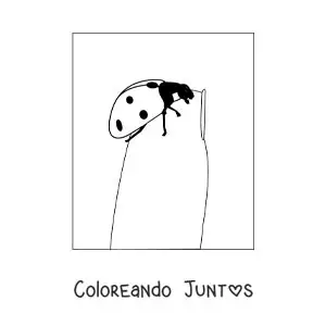 Imagen para colorear de una mariquita en una uña