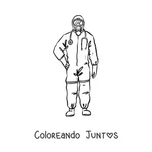 Imagen para colorear de un médico con traje protector