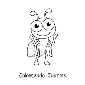 Imagen para colorear de una hormiga kawaii divertida