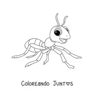 Imagen para colorear de una hormiga animada feliz