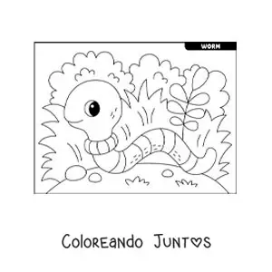 Imagen para colorear de linda lombriz de tierra animada