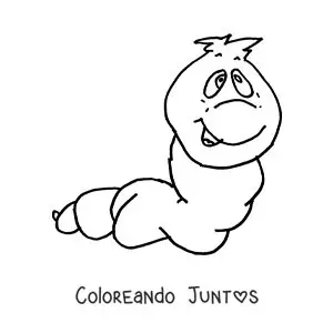 Imagen para colorear de caricatura de una lombriz