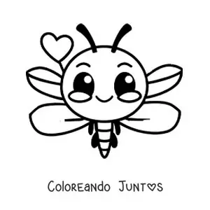 Imagen para colorear de libélula animada kawaii infantil