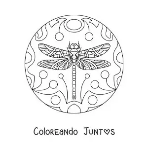 Imagen para colorear de mandala de libélula
