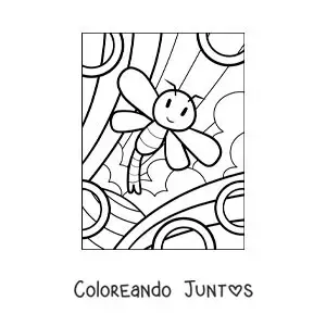 Imagen para colorear de libélula animada fácil
