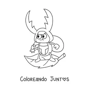 Imagen para colorear de un escarabajo ciervo animado gracioso